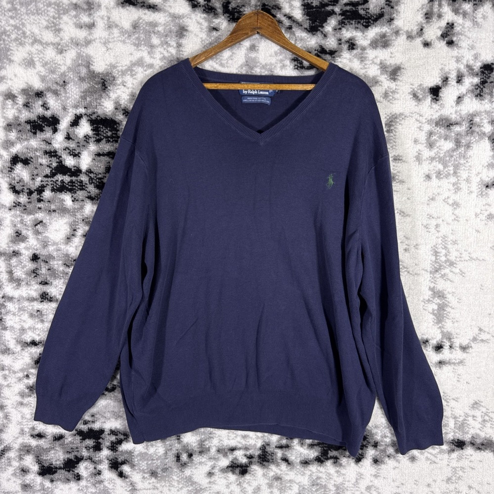 Polo Ralph Lauren Sweater Mens Size 2XB Pima Cotton‎ Long Sleeve V-Neck Preppy